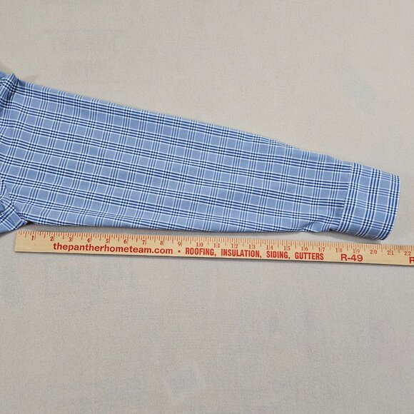 UNTUCKit Shirt Mens L Blue White Plaid Button Up Slim Fit Morisoli - Picture 6 of 10